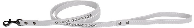 Clear jewel pet leash 1/2" wide x 4' long White